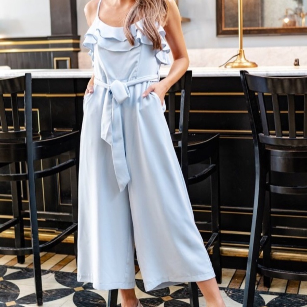 Ruffle Jumpsuit in sky blue